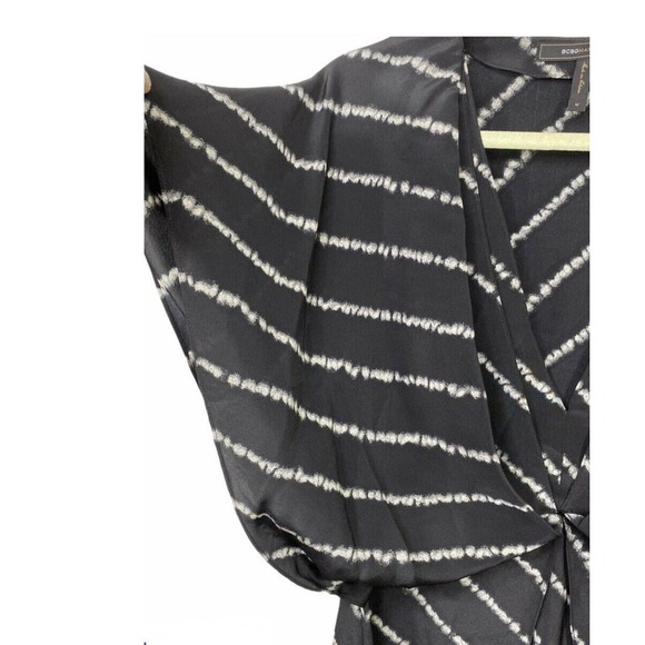 BCBG Max Azria Black & White Striped Top Empire Waist Blouse SZ Medium - Picture 4 of 11